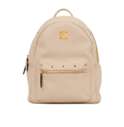 Studded Backpack, Leather, Cream, MIK, 3*